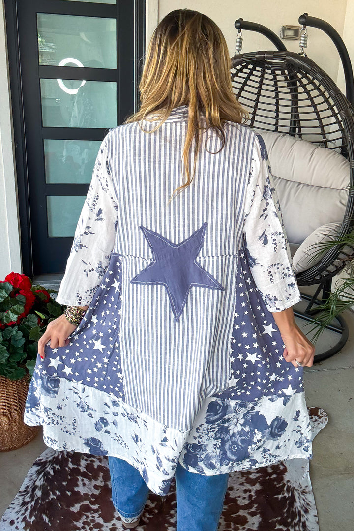 Starry Bloom Cardigan - 100% Cotton