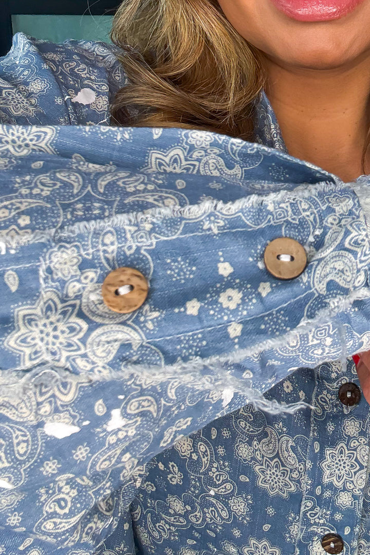 Paisley Chateau Button Down Top - Blue