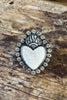 Sacred Heart Bone Statement Ring - silver plated