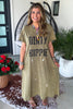 Dirty Hippie Maxi Dress - 100% Cotton - Charcoal/Olive