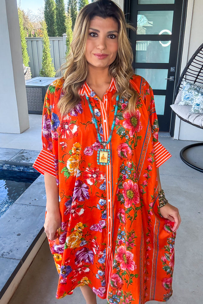 Wander Light Maxi Beach Cover Up/Dress - 100% Cotton - Orange