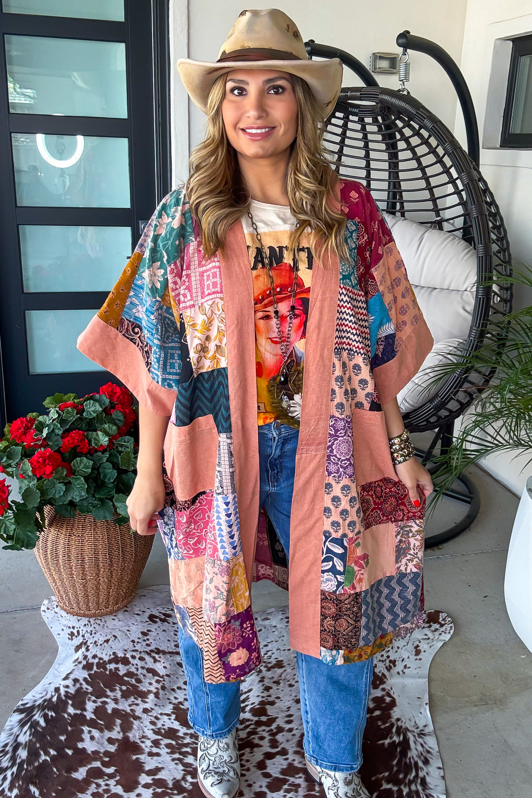 The Nepal Oversized Kimono - 100% Cotton - Peach