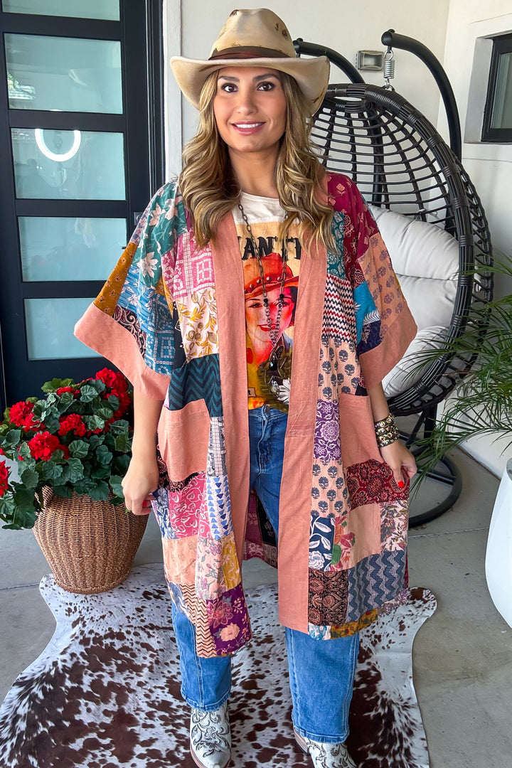 The Nepal Oversized Kimono - 100% Cotton - Peach