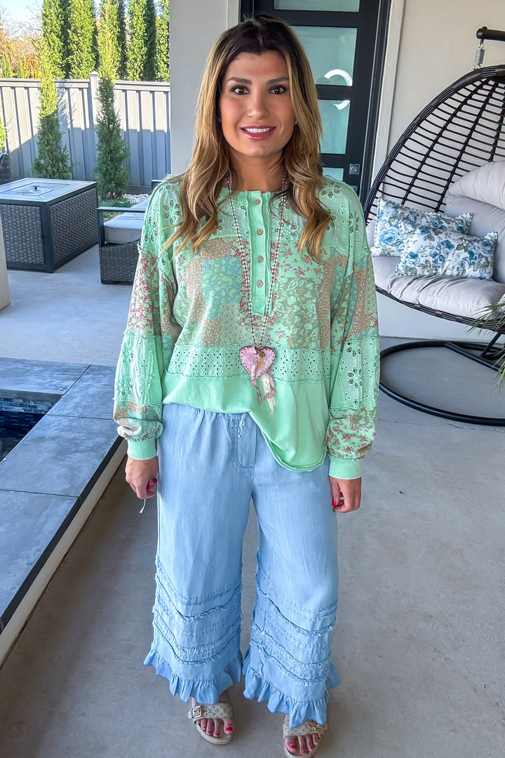 Atlantis Charm Top - 100% Cotton - Green - SALE