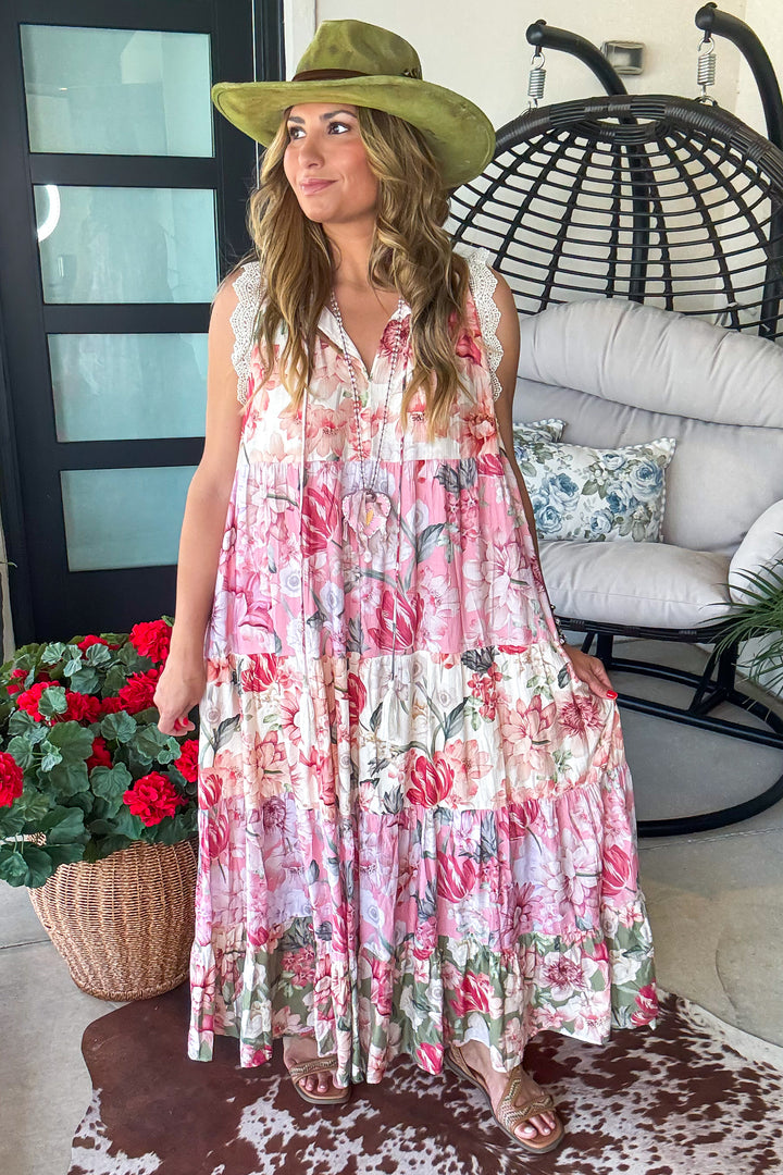 Cream Garden Lace Dress - Floral