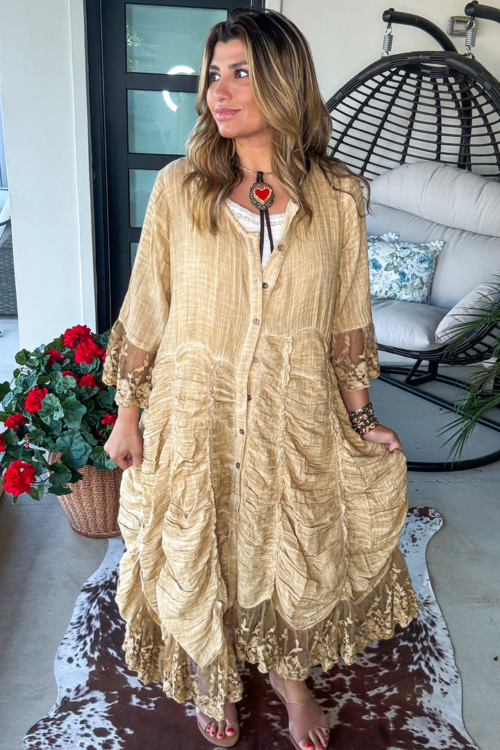 Antique Charm Maxi Duster/Dress - Tea - 100% Cotton