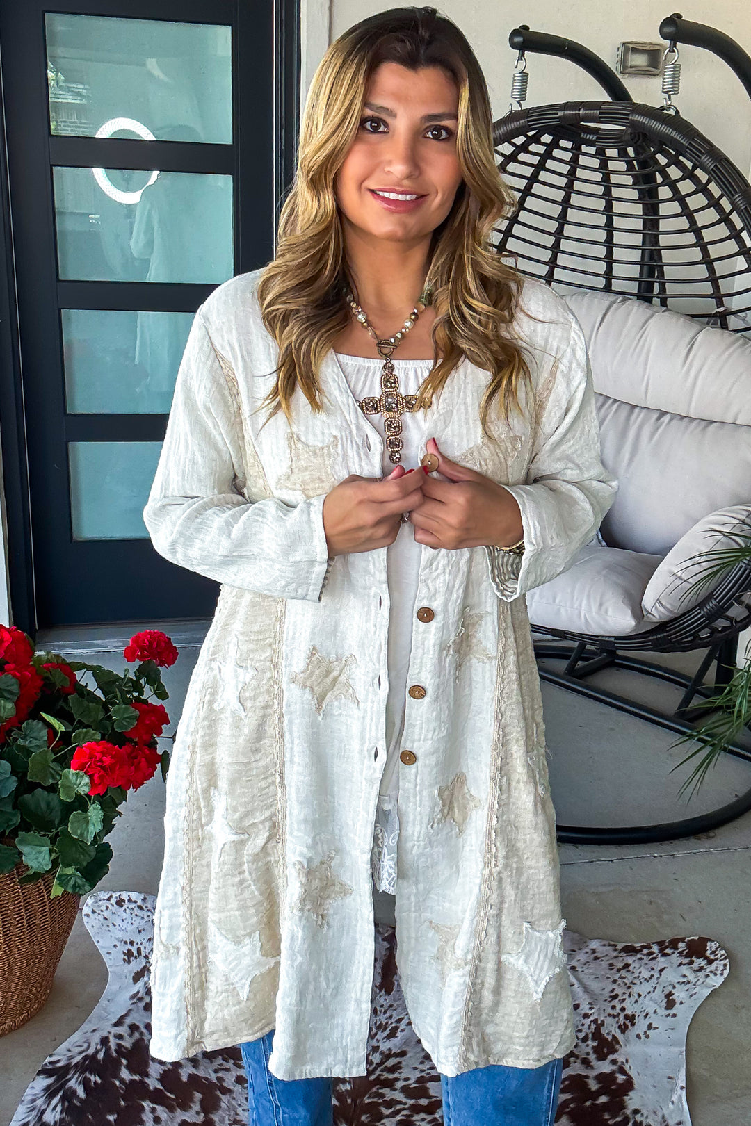 Relaxed Linen Button Up Cardigan - 100% Linen 