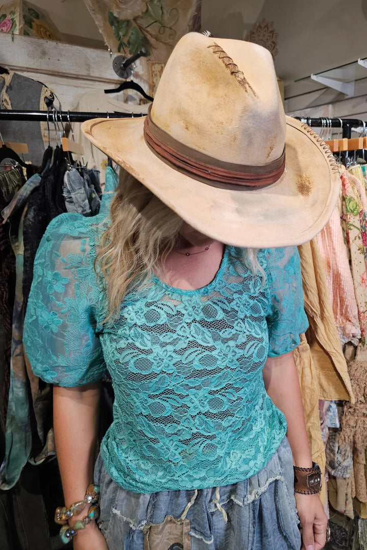 Miss Hattie Mesh Top - Turquoise