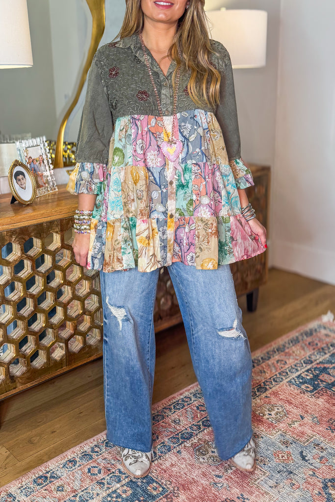 Getaway Garden Blouse - Gravel .