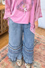 Frayed And Ruffled Denim Capris - Washed Denim
