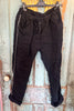 Made in Italy Scrunchy Rhinestone Stretch Pants – Ultra Comfortable Size (14 to 24) - Black