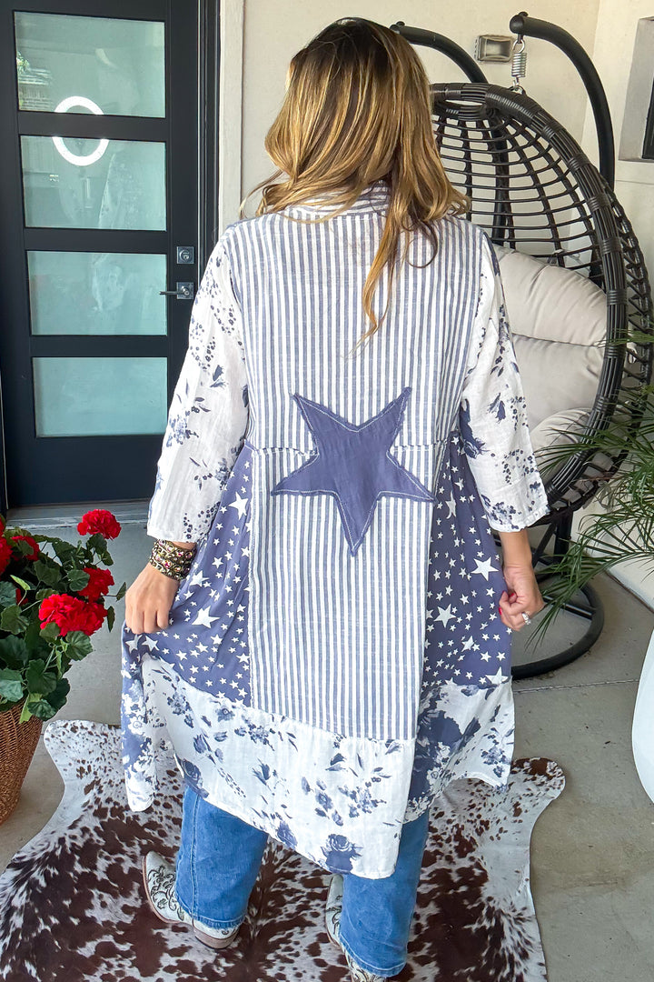 Starry Bloom Cardigan - 100% Cotton