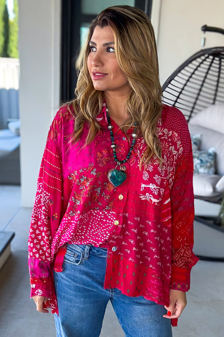 PRE ORDER: Painted Desert Patchwork Blouse - 100% Cotton