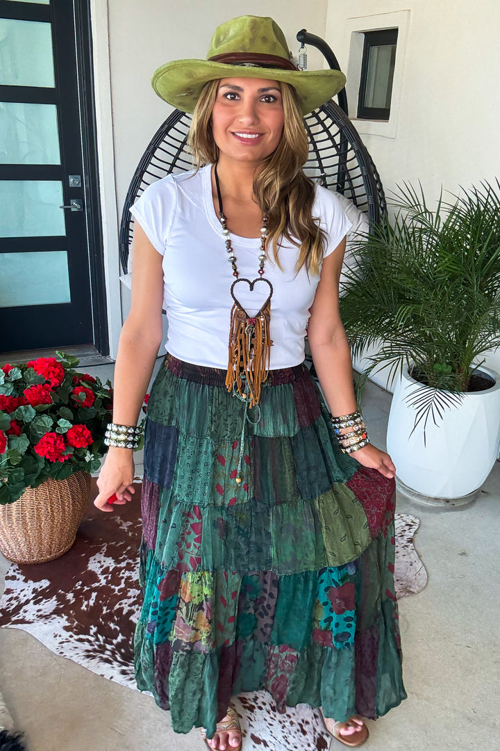 Dreaming Of Tomorrow Elastic Waist Maxi Skirt - Basil