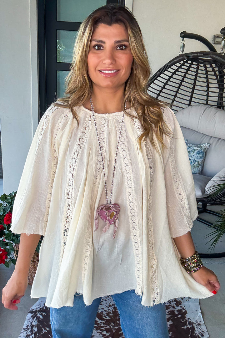 Riverstone Lace Tunic - 100% Cotton - Natural