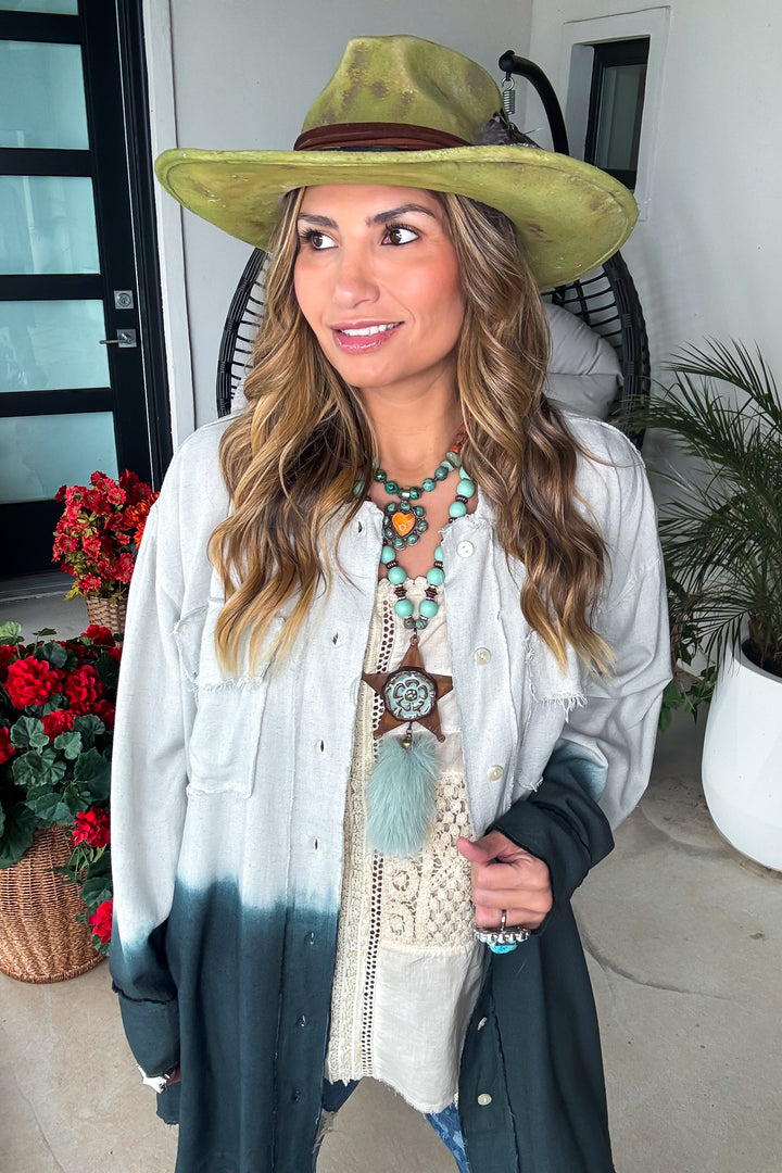 Coastal Mist Ombre Oversized Tunic - Black/Gray