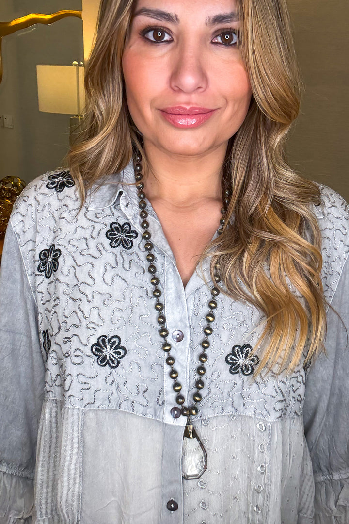 Gathering Sweetness Blouse - Gray