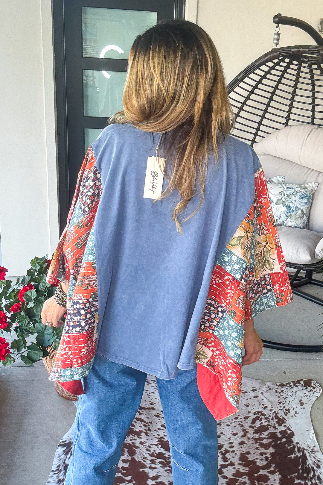 Sacred Mother Poncho - 100% Cotton - Blue