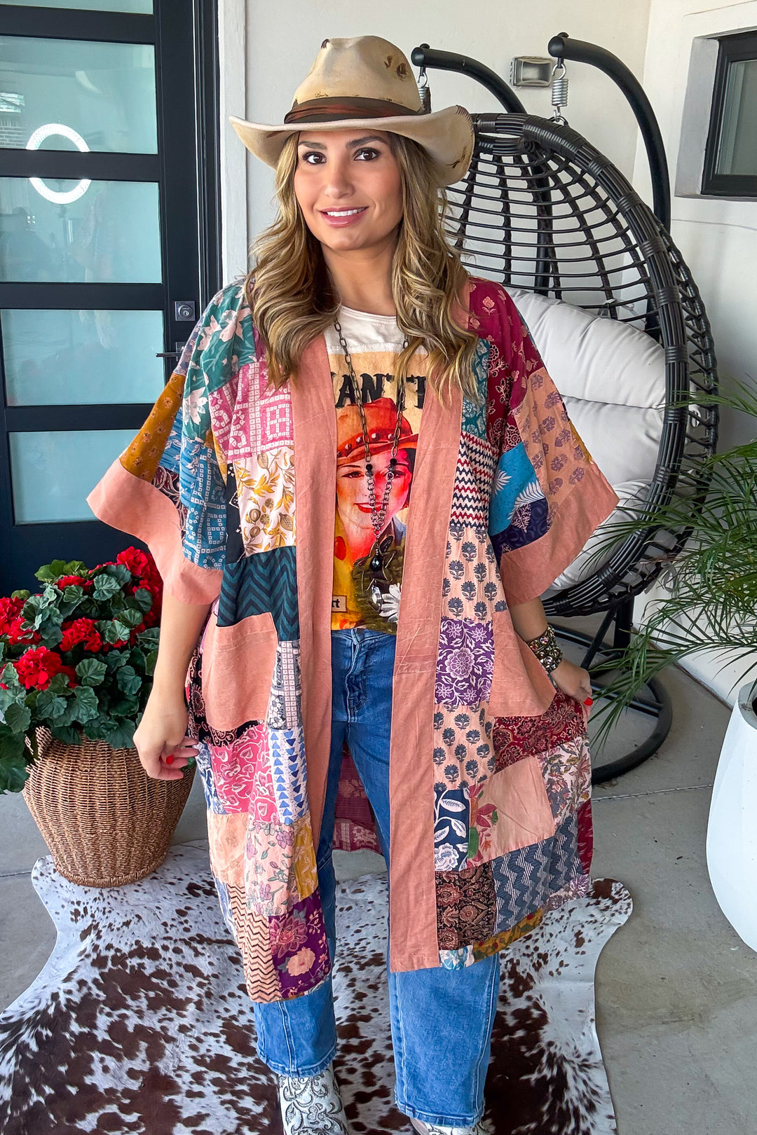 The Nepal Oversized Kimono - 100% Cotton - Peach