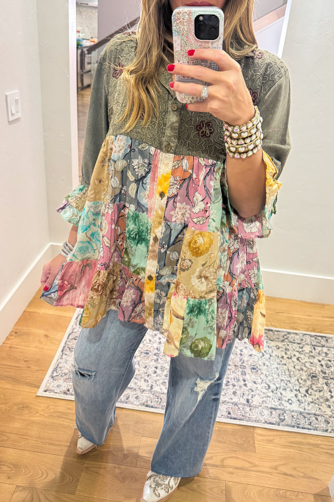 Getaway Garden Blouse - Gravel .