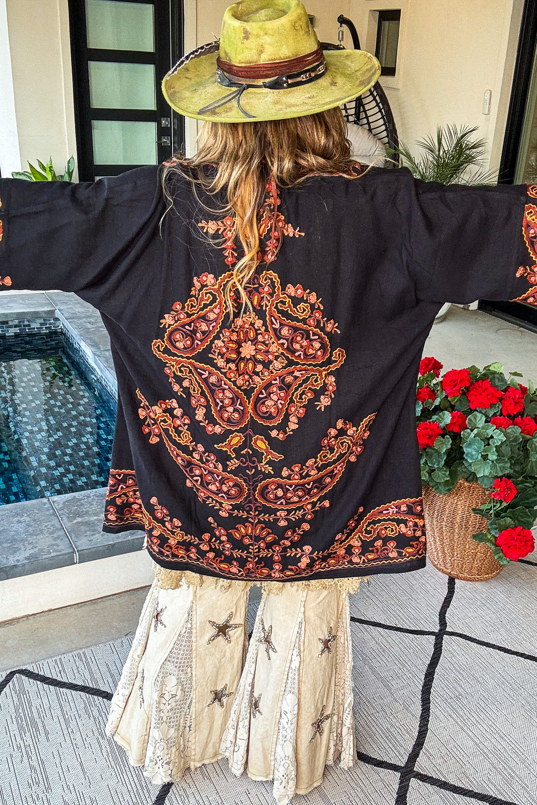 Beauty in Sight Embroidered Cardigan - Cotton Linen Blend  - Black