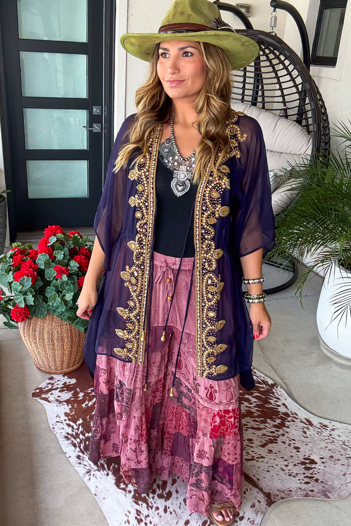 Boho Berry Elastic Waist Pants