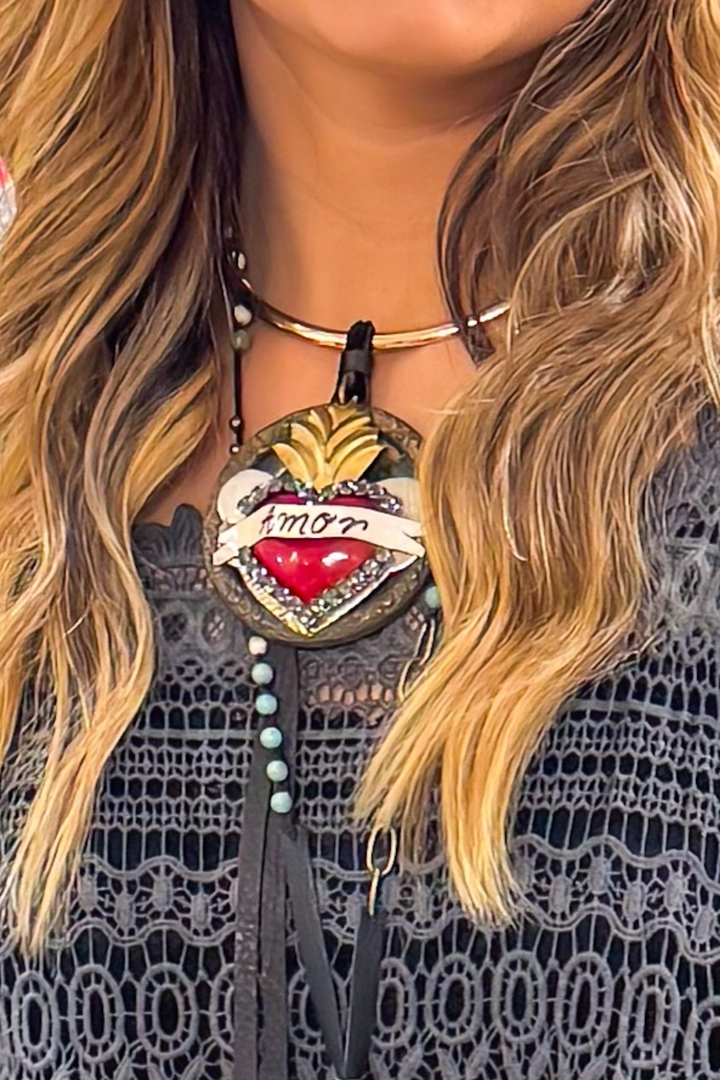 HANDMADE Amor Red Heart Necklace Jaded Gypsy - Choker