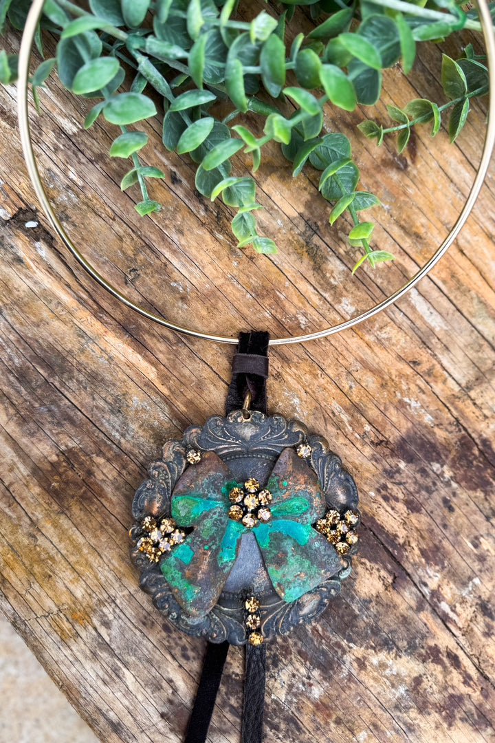 HANDMADE Green Bow Necklace - Choker