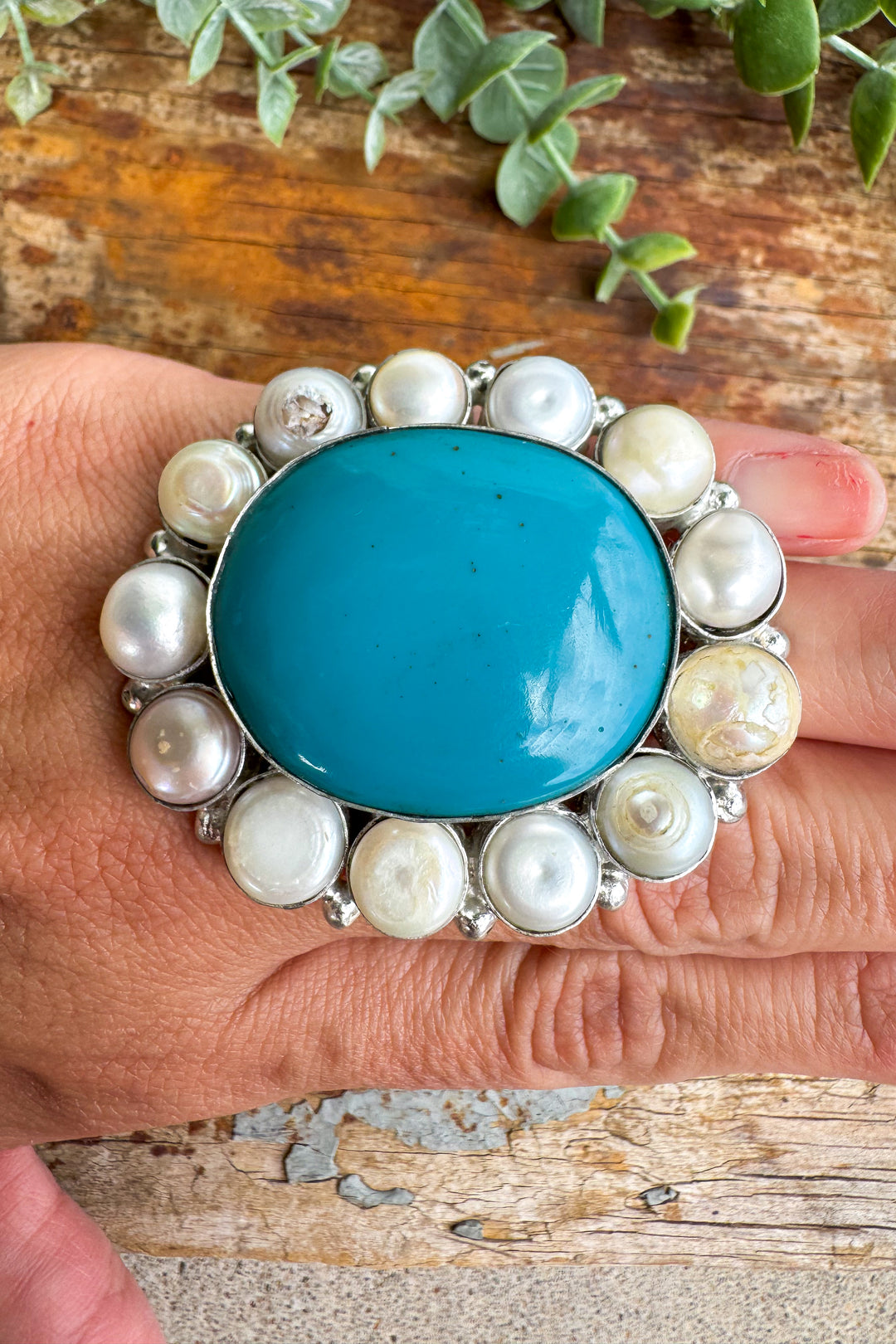Freshwater Pearls and Blue Accent Ring