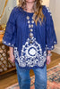 Bound By Love  Embroidered Top - Blue