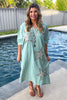 Starlit Meadow Maxi Dress - 100% Cotton - Sage