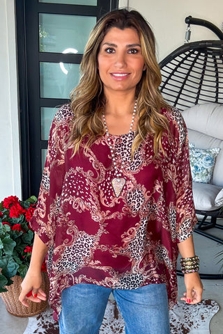Peace And Pearls Oversized Top - Lt. Grey