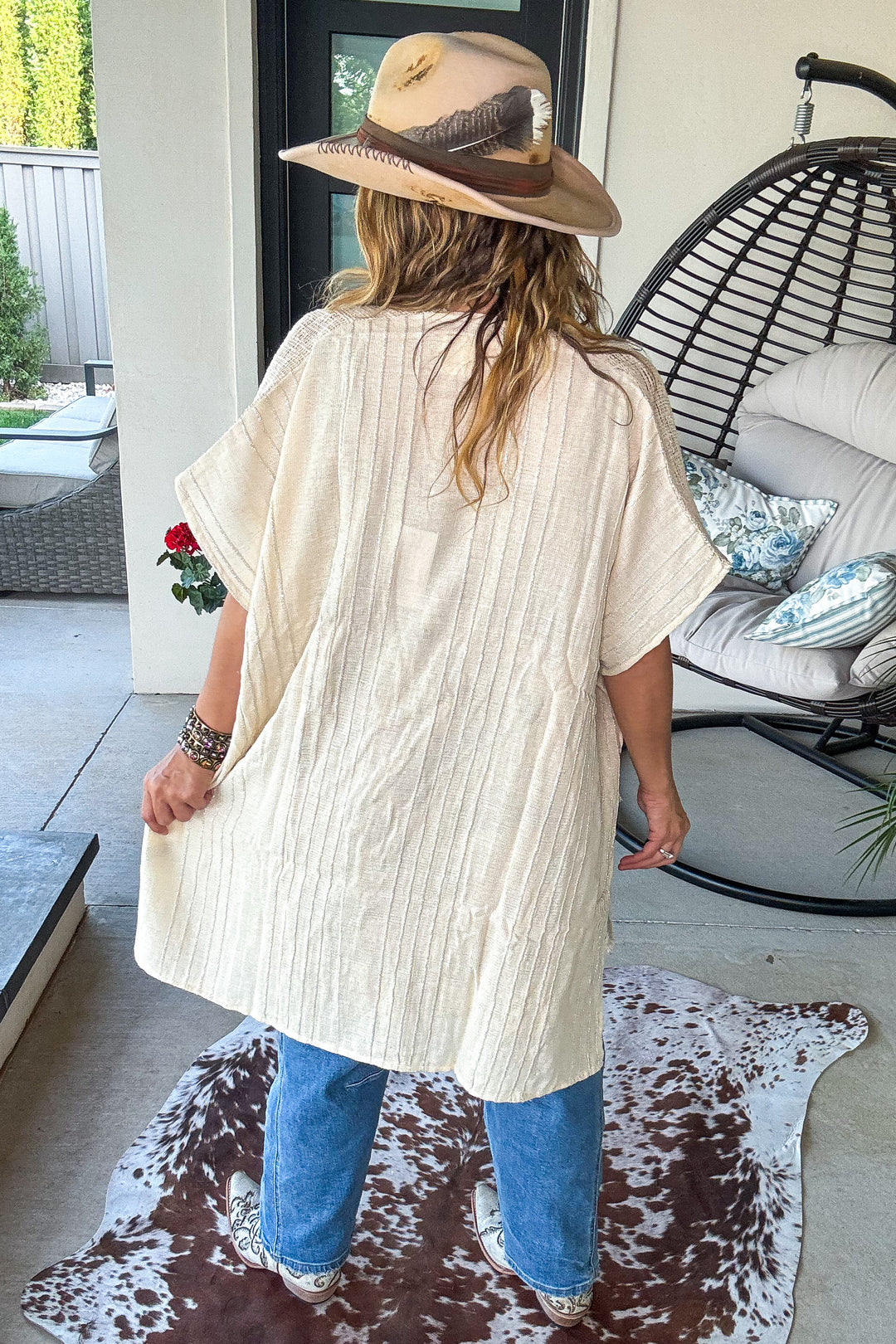 Starlit Sand Tie Front Cardigan - 100% Cotton - Natural