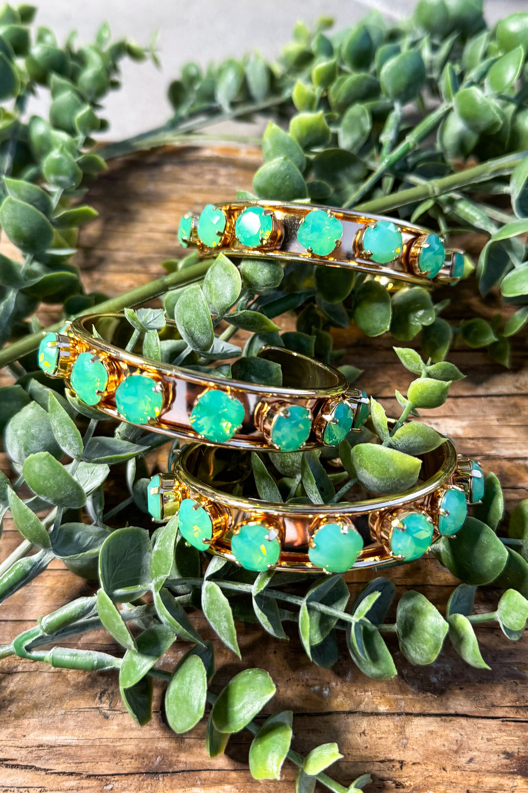 WAFA - Austrian Crystal Gold Plated Bracelet Mini Cuff - Mint