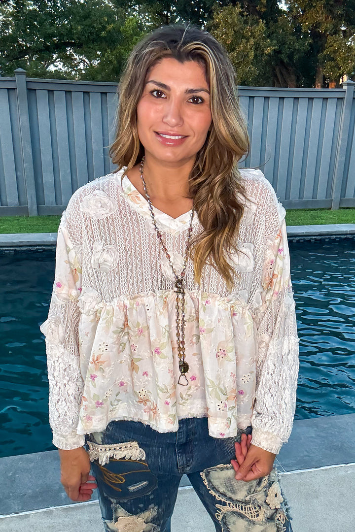 Blossom Veil Top - Ivory