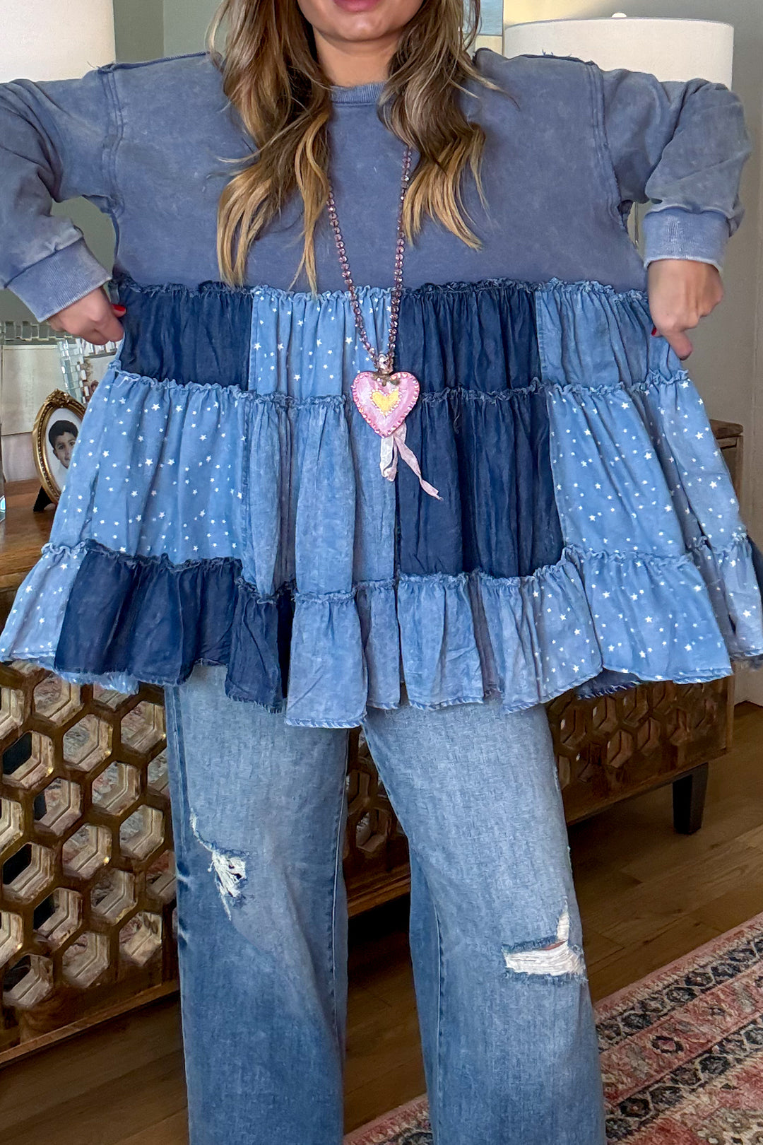 Flatter Me Fit Oversized Sweater - 100% Cotton - Blue