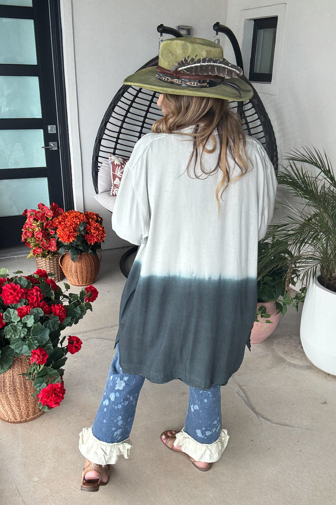 Coastal Mist Ombre Oversized Tunic - Black/Gray