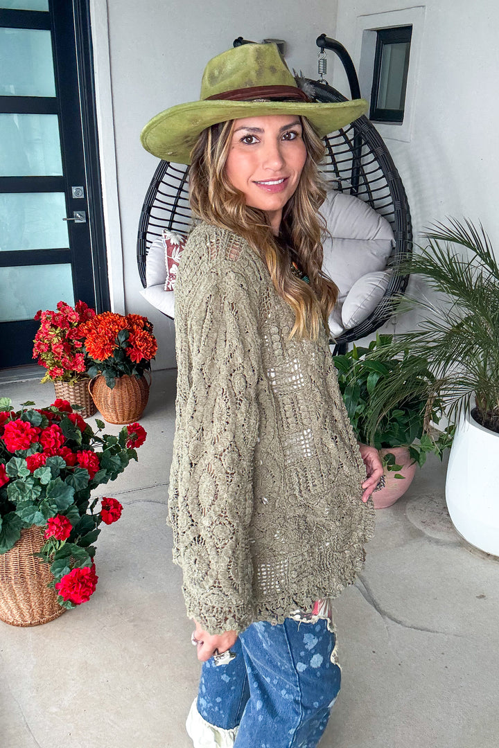 Cozy Clover Cardigan - Olive
