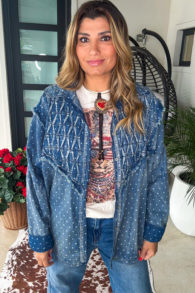 Starlight Patchwork Denim Shirt - 100% Cotton