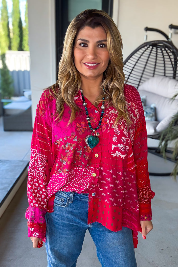 PRE ORDER: Painted Desert Patchwork Blouse - 100% Cotton