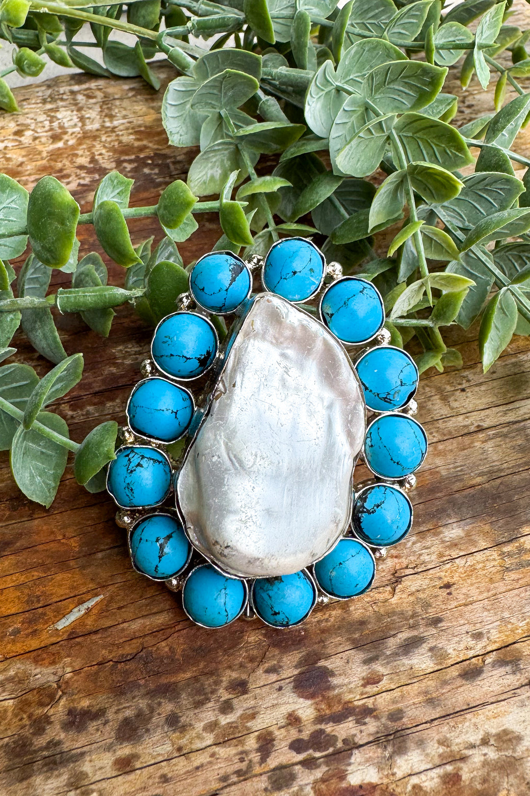 Baroque Pearl and Blue Accent Ring