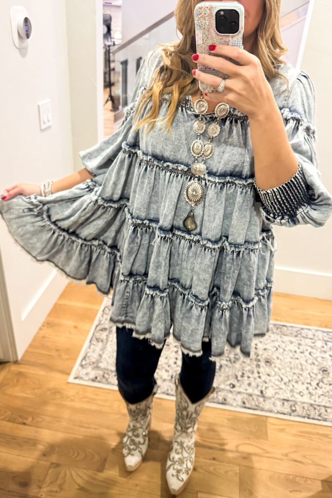 PRE ORDER: Stone Washed And Ready Tunic/Dress - Denim