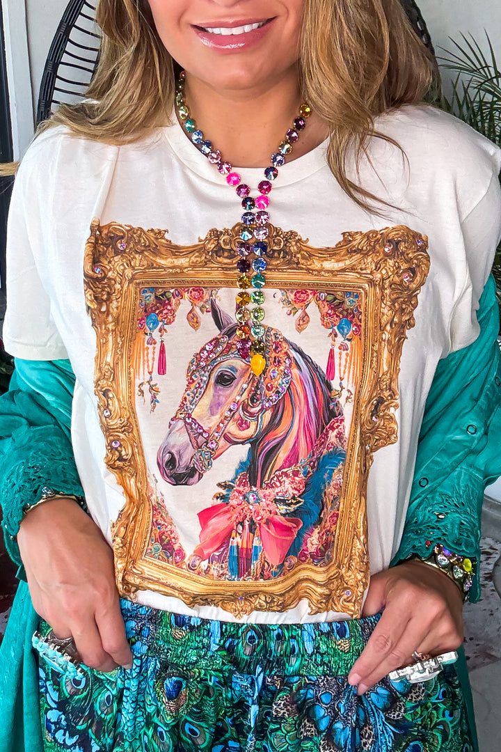 Framed wIth Glamor Horse Tee - 100% Cotton - Made in USA