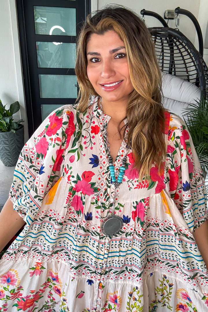 Sunlit Favor Dress - 100% Cotton - Natural Multi