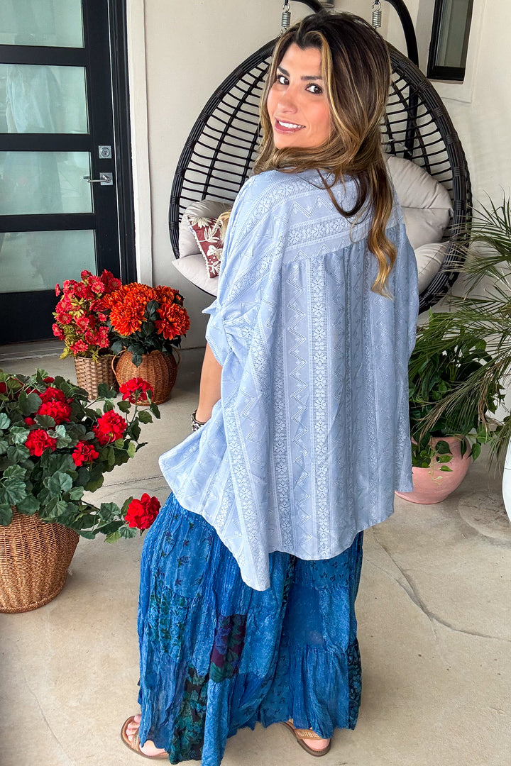 Maple Moon Elastic Waist Oversized Loose Pants -Indigo