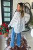 Diamond Dust Rhinestone Button Up Top - White - Made in Italy