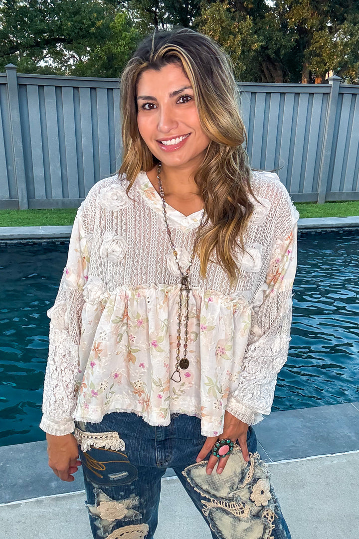 Blossom Veil Top - Ivory