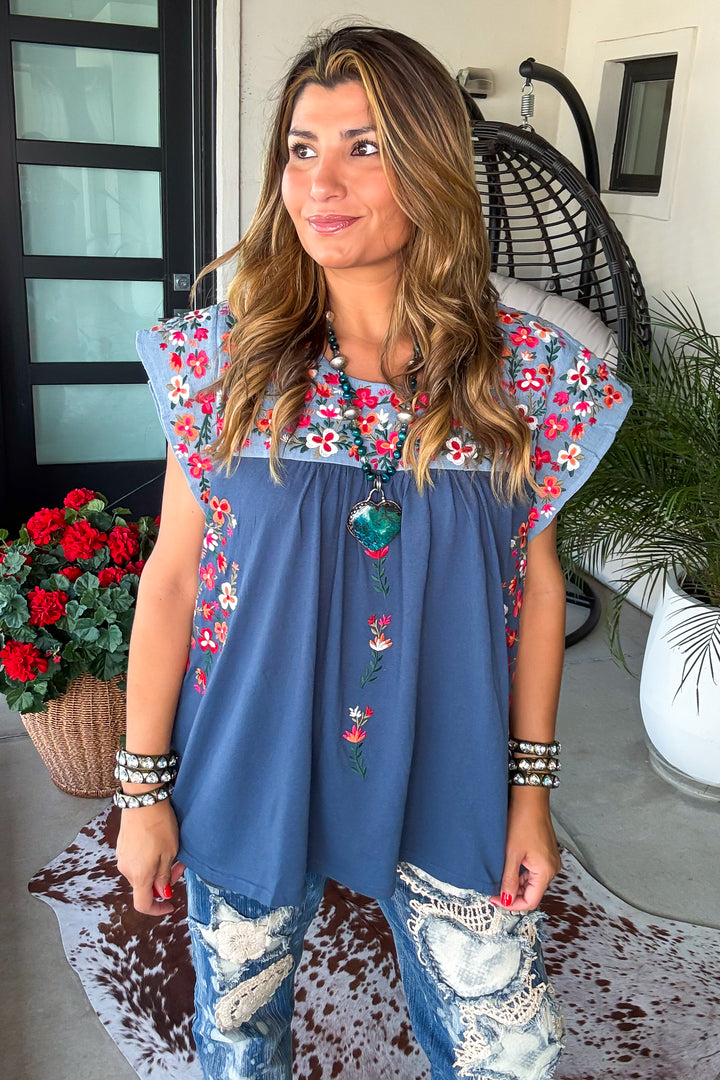 AHB EXCLUSIVE: Taking Hearts Top - Denim