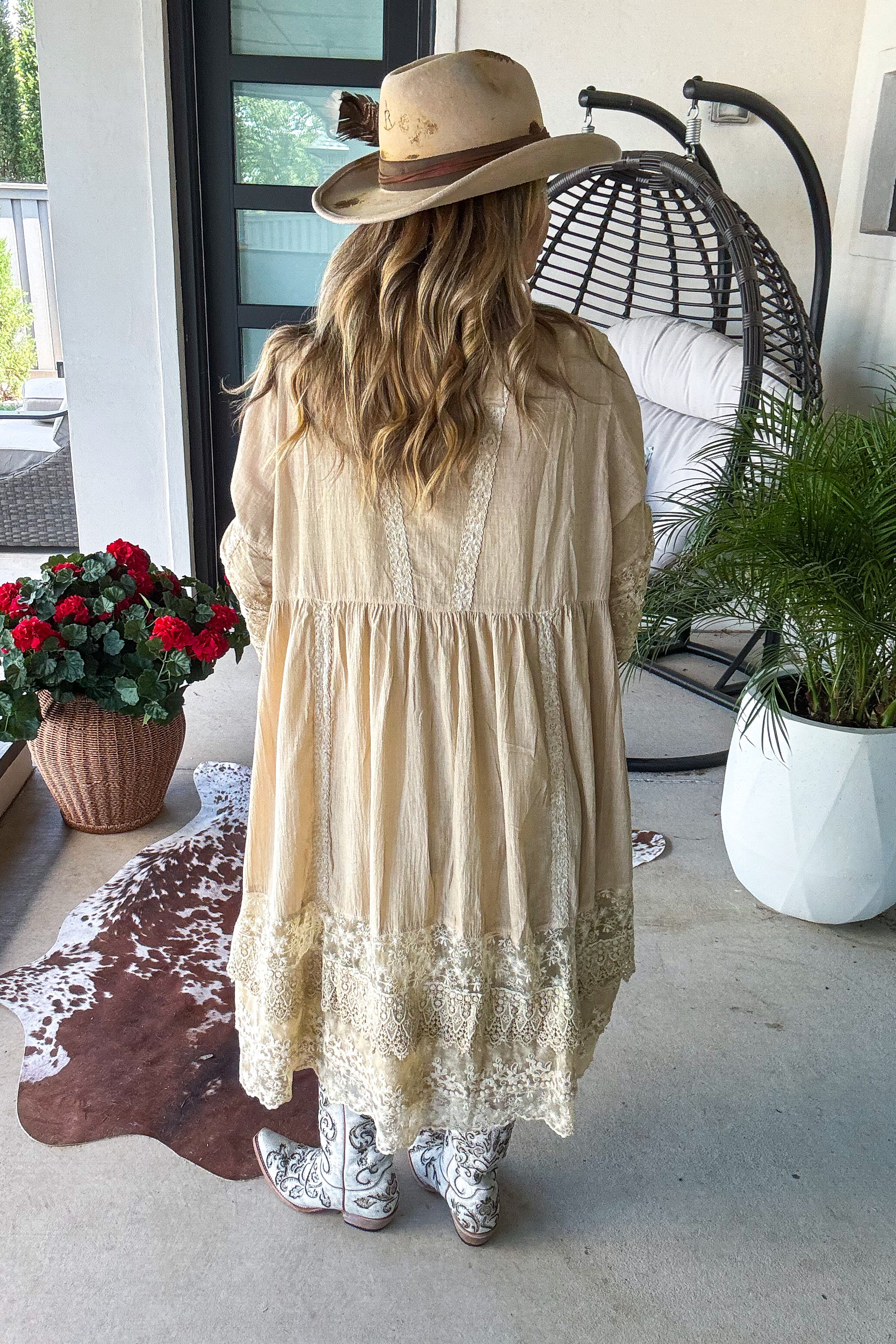 Prairie Dusters Color Golden Prairie Lace Cotton Duster -100% Cotton - MADE IN USA