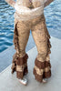 Velvet Butterfly Ruffled Leggings - Brown
